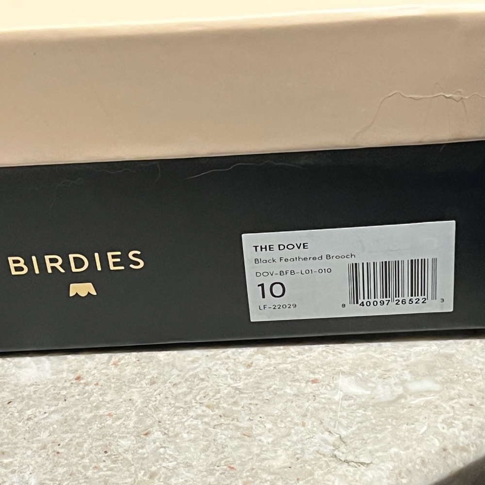 Birdies Dove Black Feathered Mules - Sz. 10 - New in Box - Picture 11 of 14